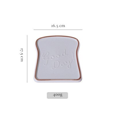 Ceramic bread tray toast bread shape tray hand painted glaze desert plate Breakfast bread sushi tray: Brown