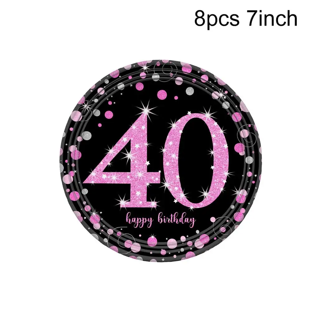 Cheer 40 Black Gold Balloon Happy Birthday 40 Years Balloons 40th Birthday Party Decoration Adults Foil Latex Baloon 40 Birthday: Red