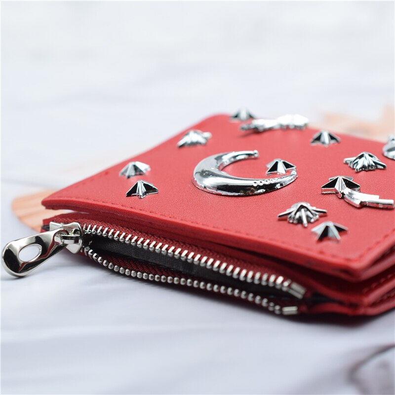 Short Card Wallet Women PU Leather Red Female Purse Slim Credit/bank Card Holder Case