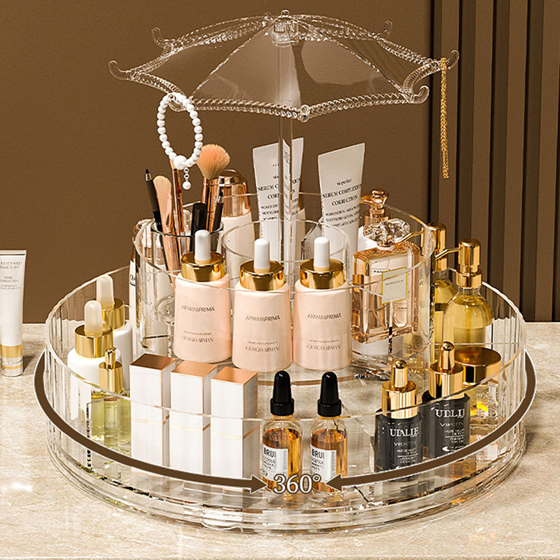 Nouveaux organisateurs de maquillage transparents avec étagère de rangement rotative à 360 degrés, boîte de rangement de cosmétiques, organisateur de salle de bain, rangement à domicile