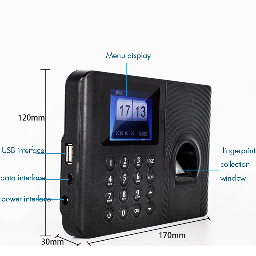 Biometric Fingerprint Attendance Machine LCD USB Fingerprint Password Attendance System Time Clock Employee Checking-in Recorder