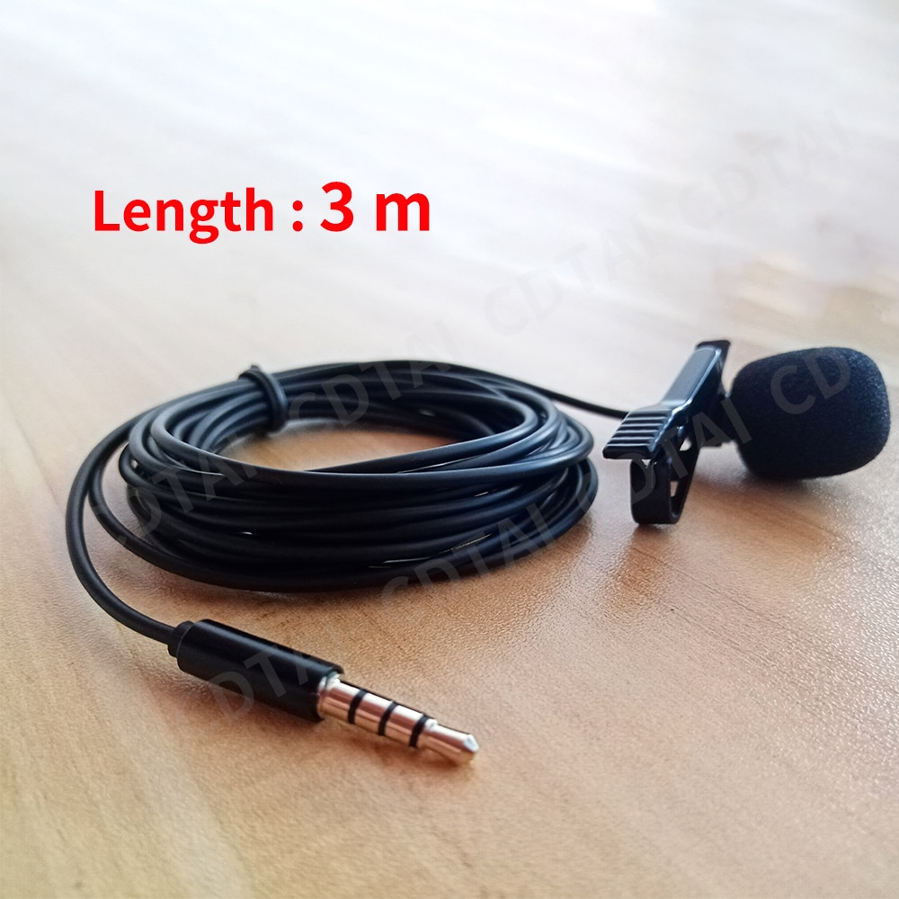 3.5Mm Microfoon Clip Tie Kraag Voor Mobiele Telefoon Spreken In Lezing Met Beugel Clip Vocal Audio Revers Microfoon Draad 3M