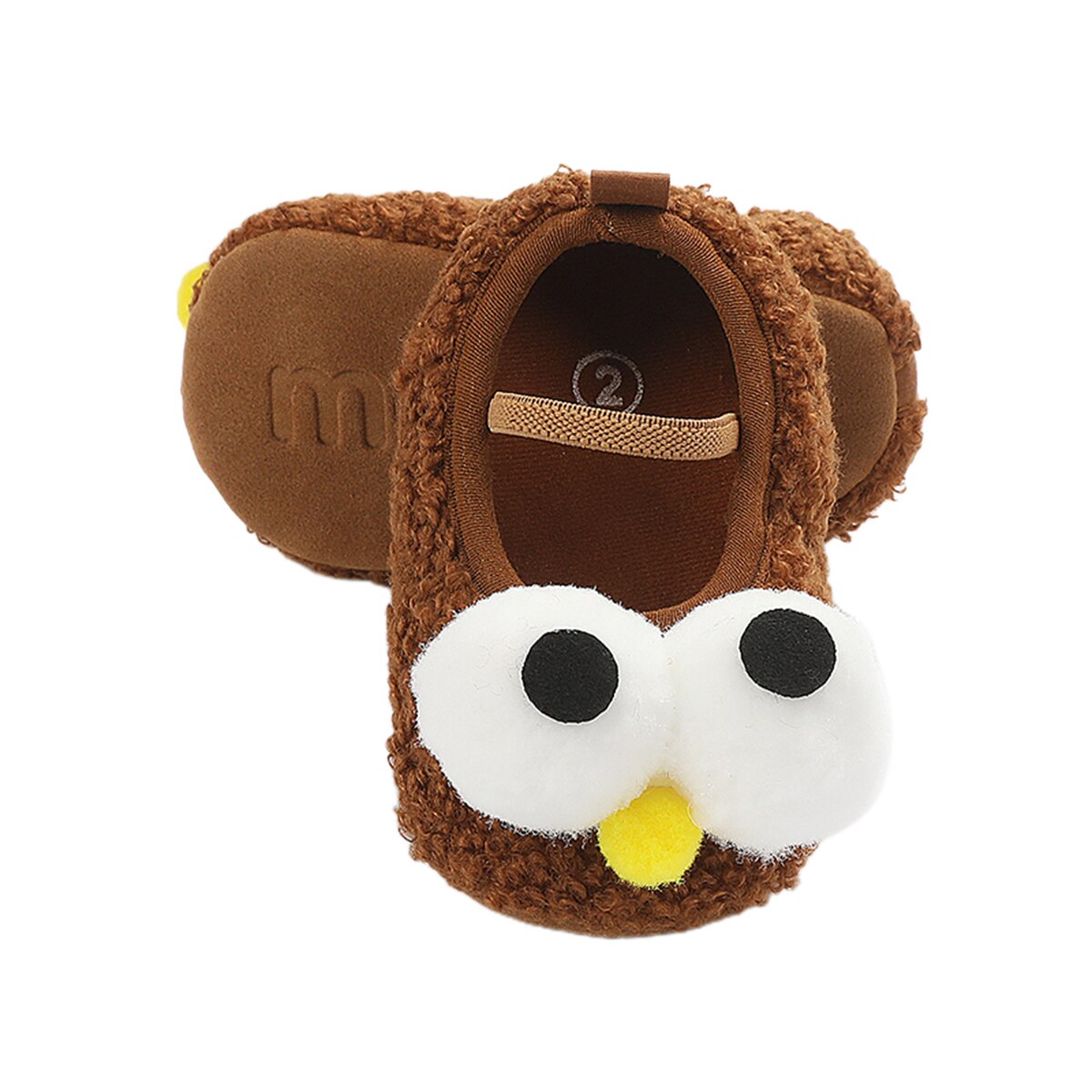 Baby Girls Boys Slippers, Soft Sole Plush Bedroom Shoes Infant Prewalkers with Big Eyes