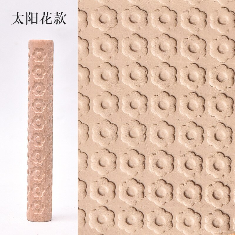 Aardewerk Gereedschap Houten Textuur Modder Roll Embossing Stick Patroon Rolling Modder Stok Klei Board Printing Textuur Houten Stok: E