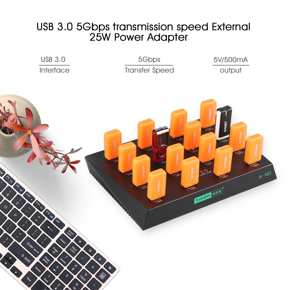 Sipolar Industriel 16 ports USB 3.0 hub fast speed data transmission for usb duplicator and Copying machine