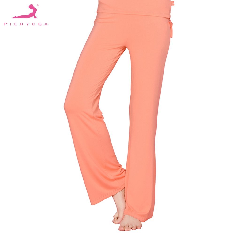 Pieryoga 41868Mm Oranje/Blauw Yoga Volledige Lengte Broek Glad Comfortabele Broek Met Koord Voor Yoga Fitting: Default Title