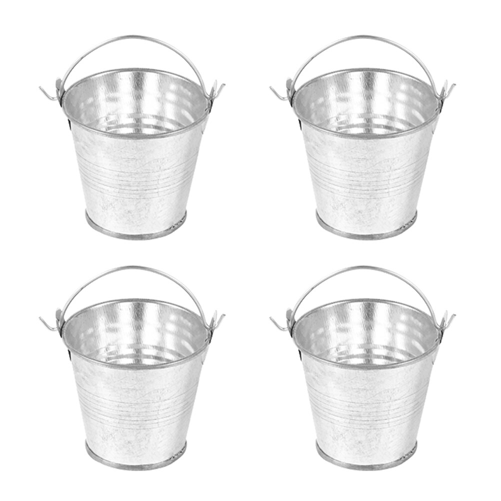 12Pcs Simple Iron Bucket Iron Bucket With Handle Photo Prop Garden Decor for Home Decor Adorn Garden: Silver