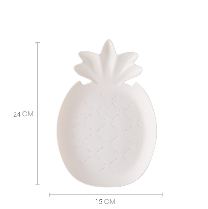 Criativo forma de frutas placa lanche nozes prato bandeja de comida de frutas do agregado familiar placa de serviço de plástico para festa em casa cozinha acessório: White Pineapple