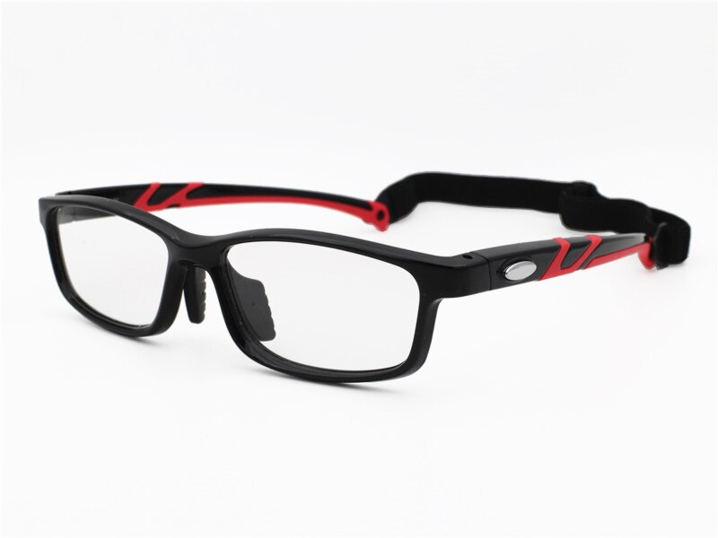Double Temple 2 élastique sangle lunettes sport lunettes Football carré modifiable cadre optique SL021: blck-red-UV400 lens