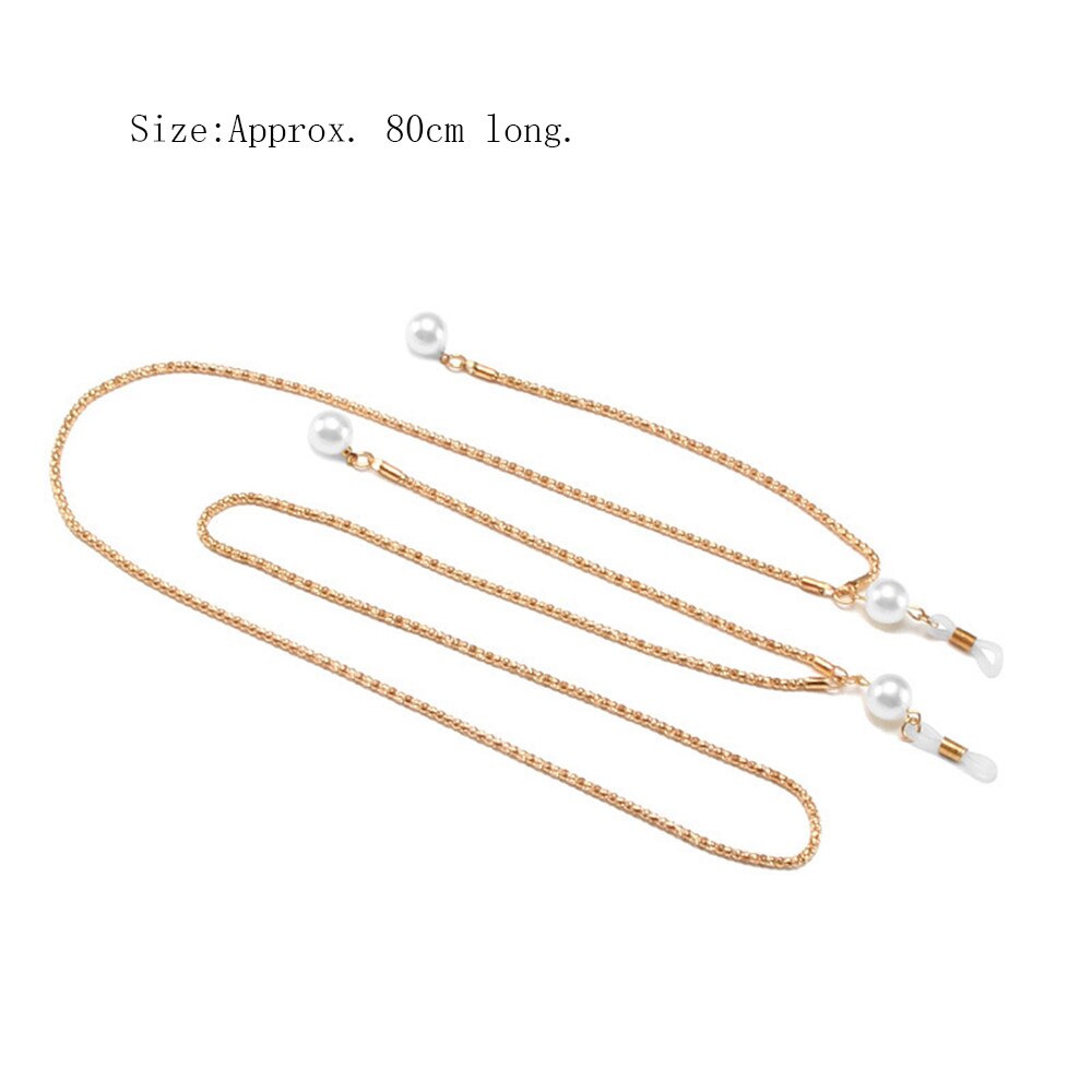 Kvinner retro svart flaggermus solbriller kjeder lanyards eyewear tilbehør solbriller lesebriller stropp ledning briller hengende tau: Perle