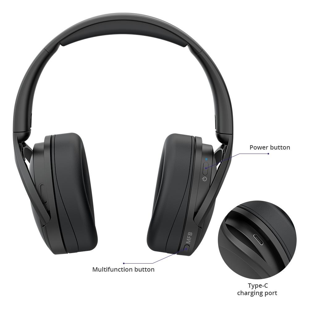 Tronsmart Apollo Q10 ANC Bluetooth 5.0 Active Noise Cancelling Headphones Black Wireless Headset