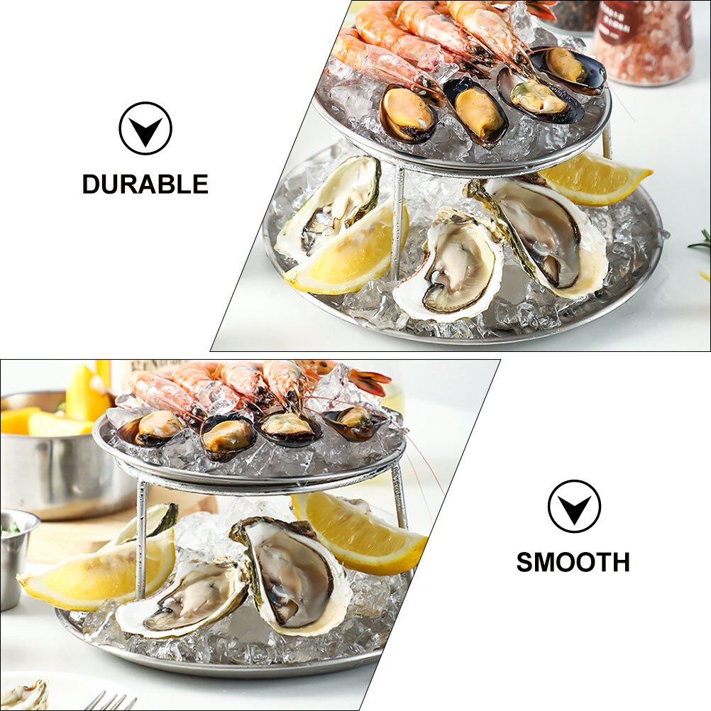 Seafood Platter Sea Food Plate Snack Dessert Platter Kitchen Gadget (Silver)