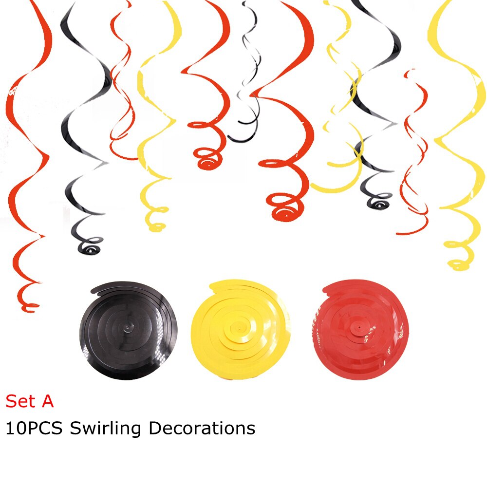 1 Set Firefighter Theme Decoration DIY Spiral Ornaments Fire truck Balloons Disposible Tableware Kids Birthday Party Supplies: Set A