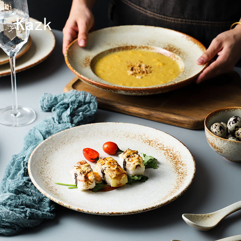 Vintage Ceramic Dinner Plate Home High-end Tableware Steak Plates and Bowls Dessert Dishes Breakfast Dish Milk Mug