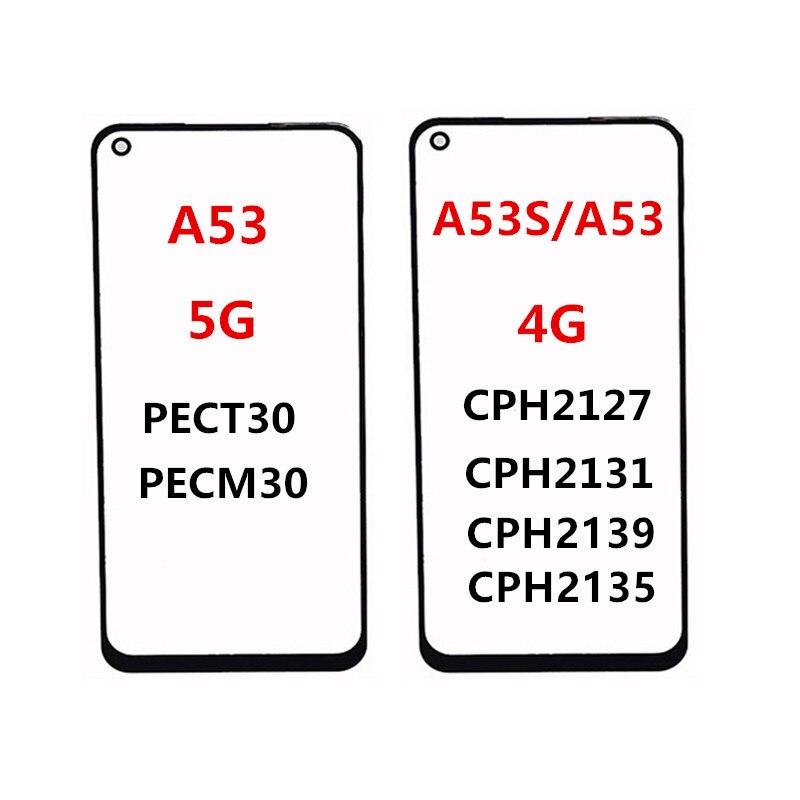 Front Screen For OPPO A31 A32 A33 A51 A51S A52 A53 A53S A54 A55 4G 5G Touch Panel LCD Display Out Glass Replace Part + OCA