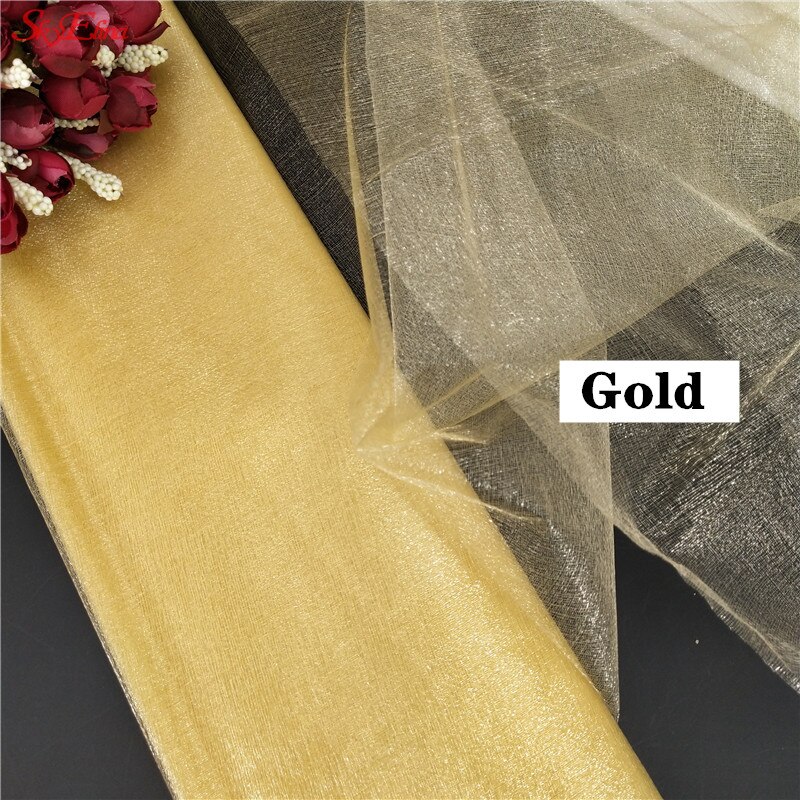 Top! 48CM x 5M Tulle rouleau cristal tissu Organza Tulle rouleau bobine de mariage décoration fête d'anniversaire enfants bébé douche 5ZSH015: gold