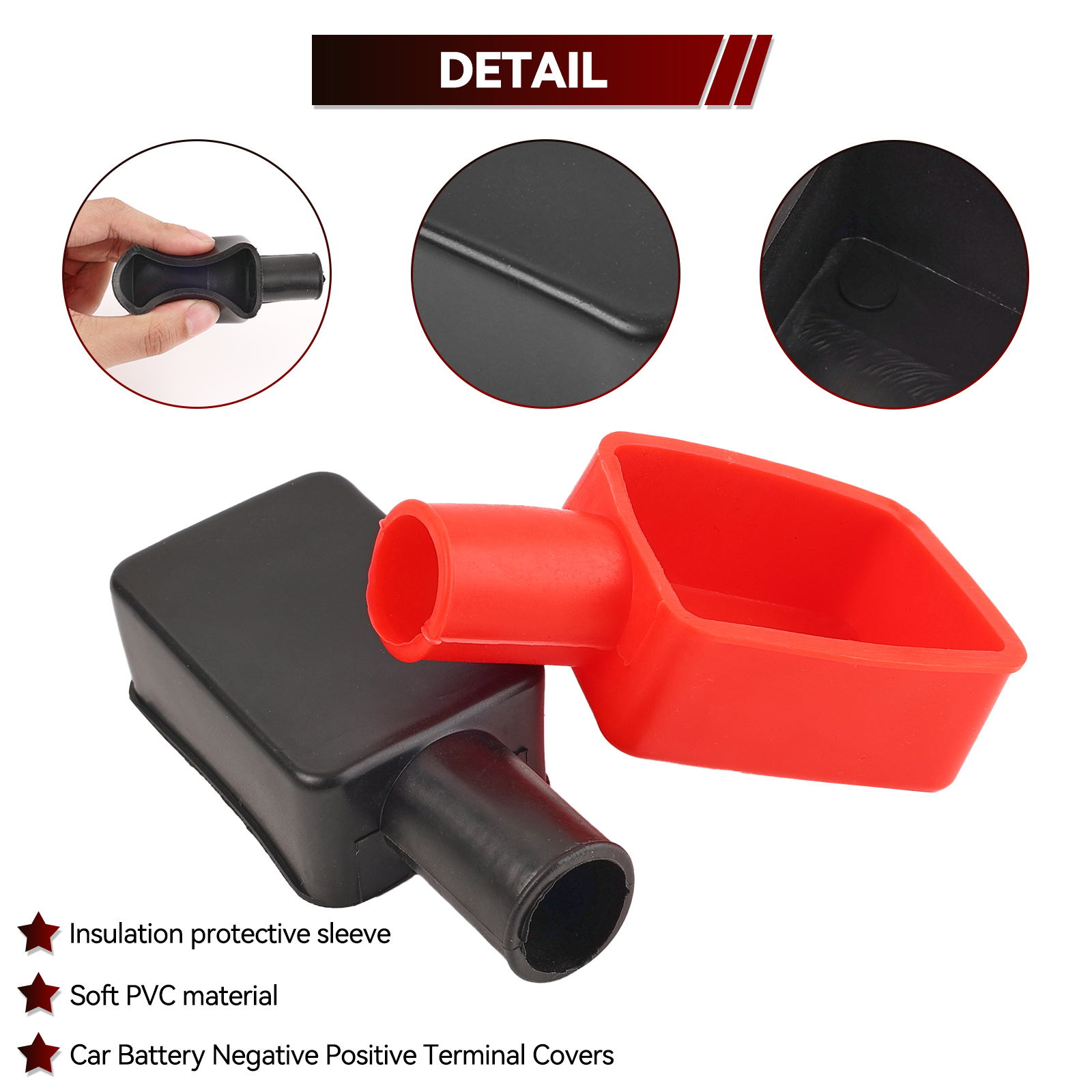 Tapa de Terminal de batería de coche Universal, cubiertas de terminales positivas negativas, Protector de baterías de repuesto, accesorios para coche, 1 par