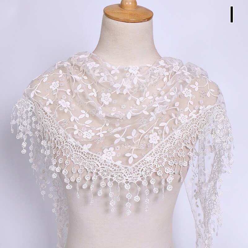 Vrouwen Bloemen Sjaal Wrap Lace Sheer Kwastje Sjaal Mode Hollow Tassel Lace Rose Bloemen Knit Driehoek Mantilla Sjaals: I