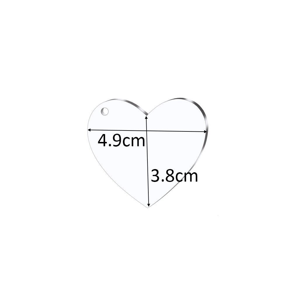 10Pcs/Lot Clear Acrylic Round Blank Keychain Pendants Heart Dog Bone Shape Discs Pet Hanging For DIY Jewelry Making Accessories: Heart