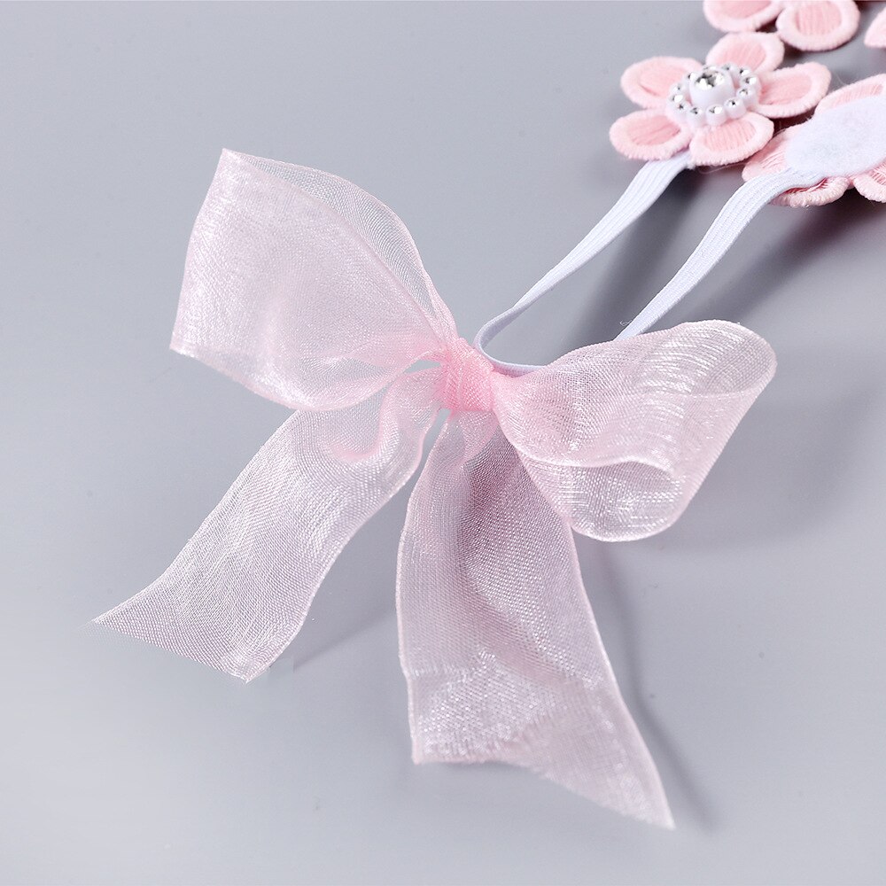 Diadema de encaje flor para niña, diadema elástica Floral suave con lazo, accesorios para el cabello, cinta para de cumpleaños y boda