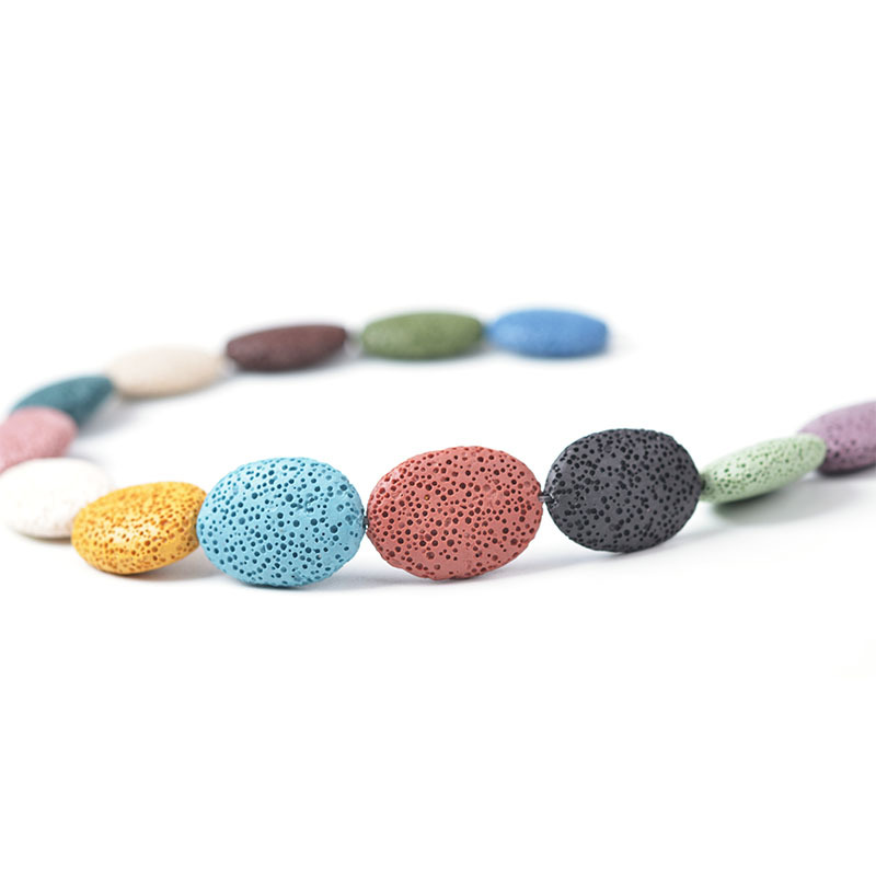 Colorful Oval Natural Lava Beads Shape Volcanic Rock Loose Spacer Beads Jewelry Earrings Necklace Making DIY 19X26/24X32mm