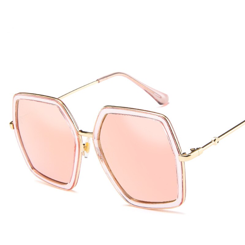 Overdimensionerede firkantede solbriller kvinder luksusmærke vintage solbriller store stel solbriller  uv400: Cpink