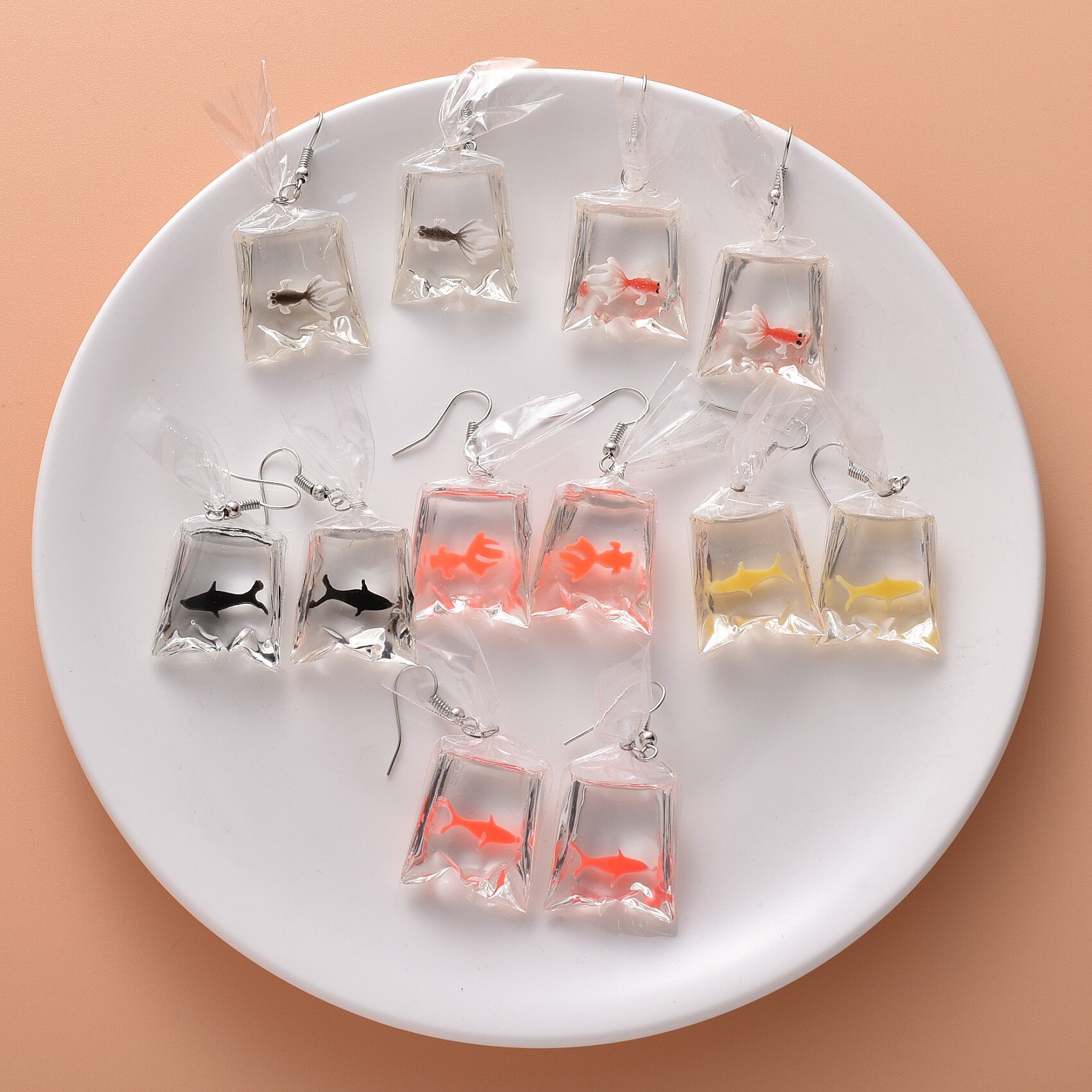 Kreative transparent Koi Fisch goldfisch Wasser Tasche Ohrringe für Frauen Mädchen Niedliche Kleine Goldfisch Baumeln Earing Schmuck Zubehör