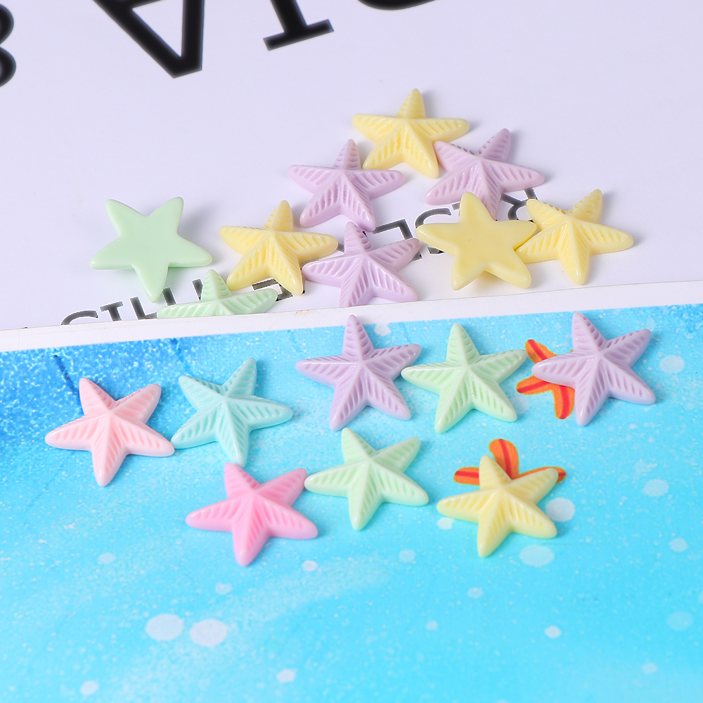 20Pcs Resin Adorable Glitter Starfish Crafts Candy colors Sea Stars For Jewelry DIY Wedding Decoration Home Decor Accessories