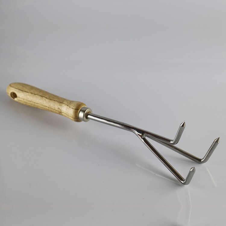Garden Hand Cultivator Premium Hand Rake for Tilling Soil - Stainless Steel, Wood Handle