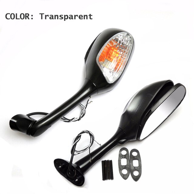Motorrad Spiegel Rückspiegel mit Blinker Licht Spiegel Für Suzuki GSXR600 750 2006 GSXR 1000 2005 2006 2007: Weiß