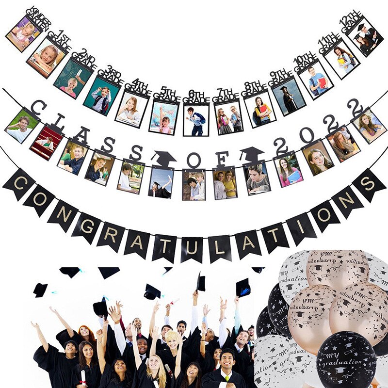 Graduation Season Photo Banner Class Of 2022 Graduation Finish High School College Garlands Congrates Grade Banner Suppli