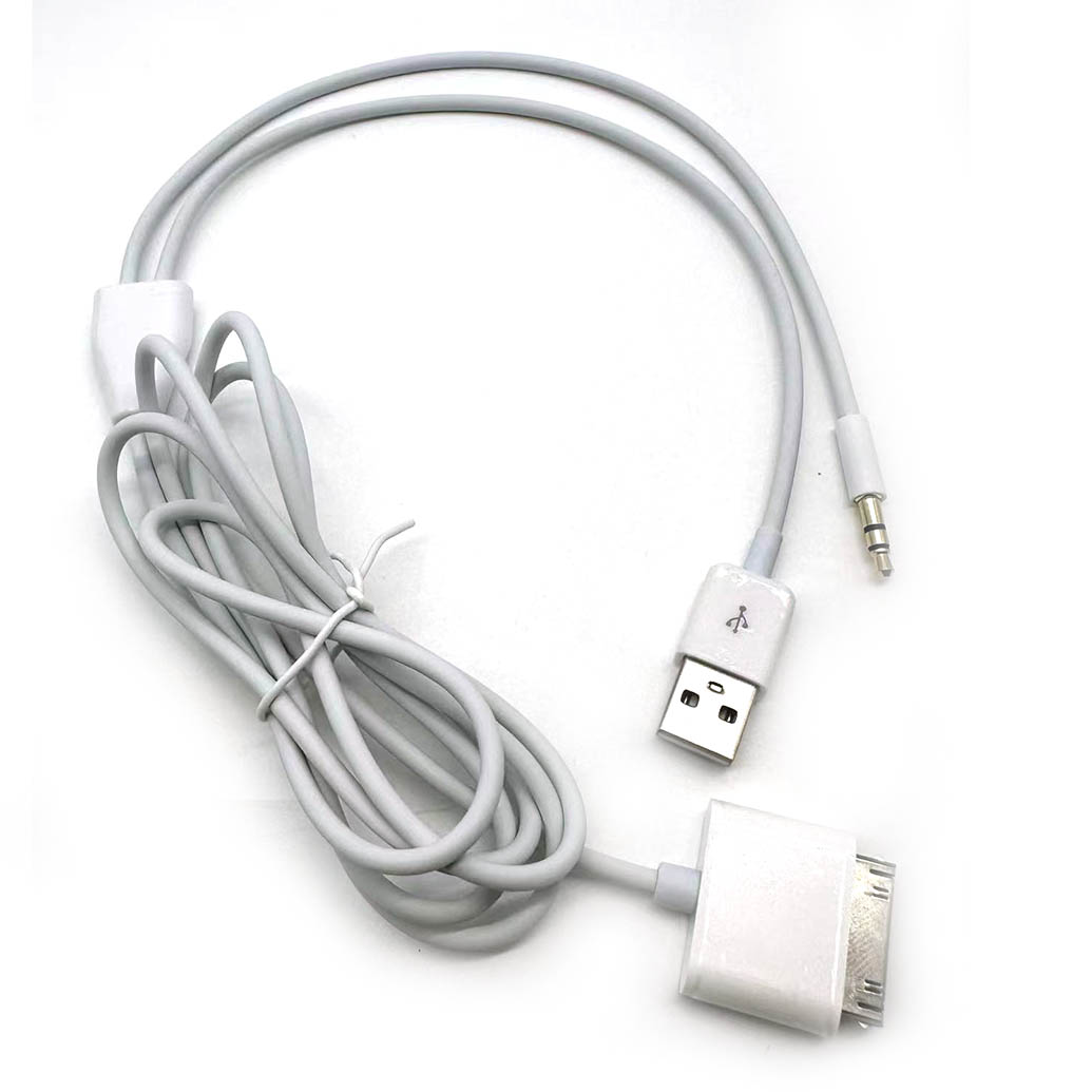 30Pin auf 3,5mm Auto AUX Audio USB Ladekabel 1,5m für iPhone 4/4S iPod Nano/Touch iPad 2/3
