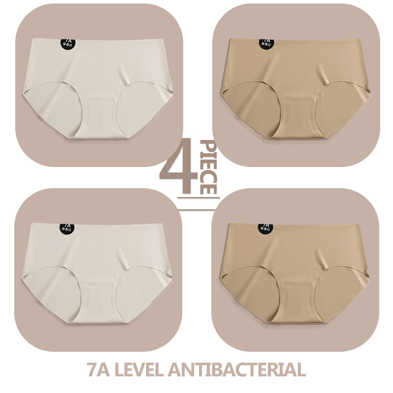 4PCS/Set Seamless Slik Women Panties Ultral Thin Briefs High Elastic Breathable Underwear 7A Comfortable Intimates Soft Lingerie: M / army green