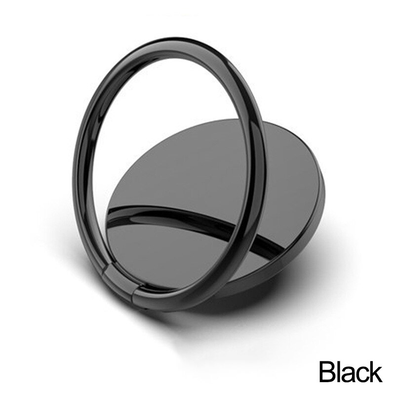 Magnetic rotabl mobile phone holder stand for iPhone Samsung Car Metal finger ring phone stand bracket car phone holder bracket: A-Black
