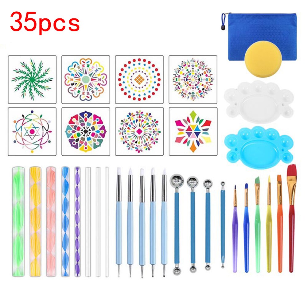1 Set Mandala Dotting Tools Set Portable Multifunction Embossing Dot Kit Dotting Tool Set For Clay Pottery Craft Painting Rocks: 35 PCS