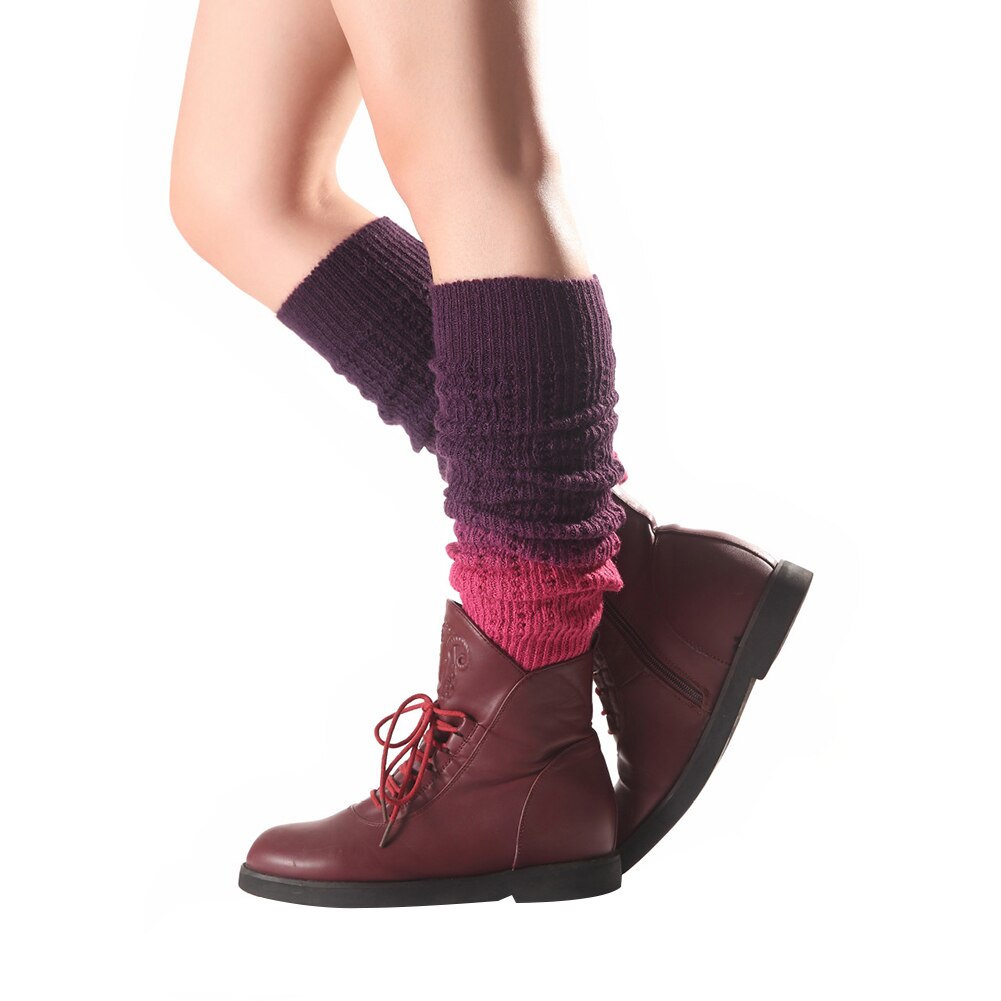 Gradient Knee High Women Boot Socks Winter Knitted Footless Leg Sleeve Warmer