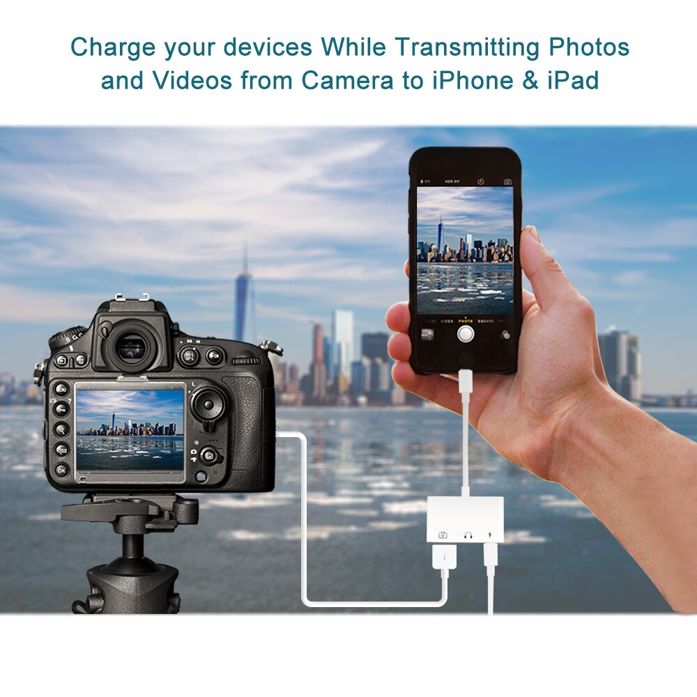 Lightning To OTG Adapter USB 3 Camera Reader With 3.5mm Headphone Jack Connection Kits Data Sync For iPhone X/XR/XS/11/8/7/iPad