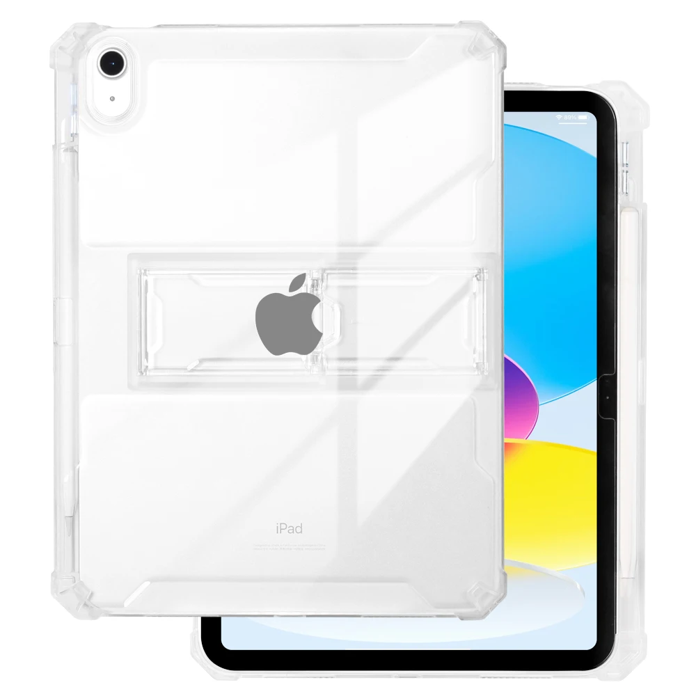 Funda de plástico con soporte para tableta, carcasa suave de TPU para iPad Pro 11, 10,5, Air 5, 4, 3, 10,9, 10,2 pulgadas, 10, 9, 8, 7. ª generación, Mini 6: diez