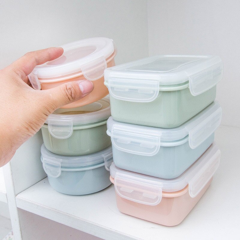 Høj mini bolig rund/firkantet plastik køleskab sprødere køkken mad opbevaring forseglet boks køkken uej
