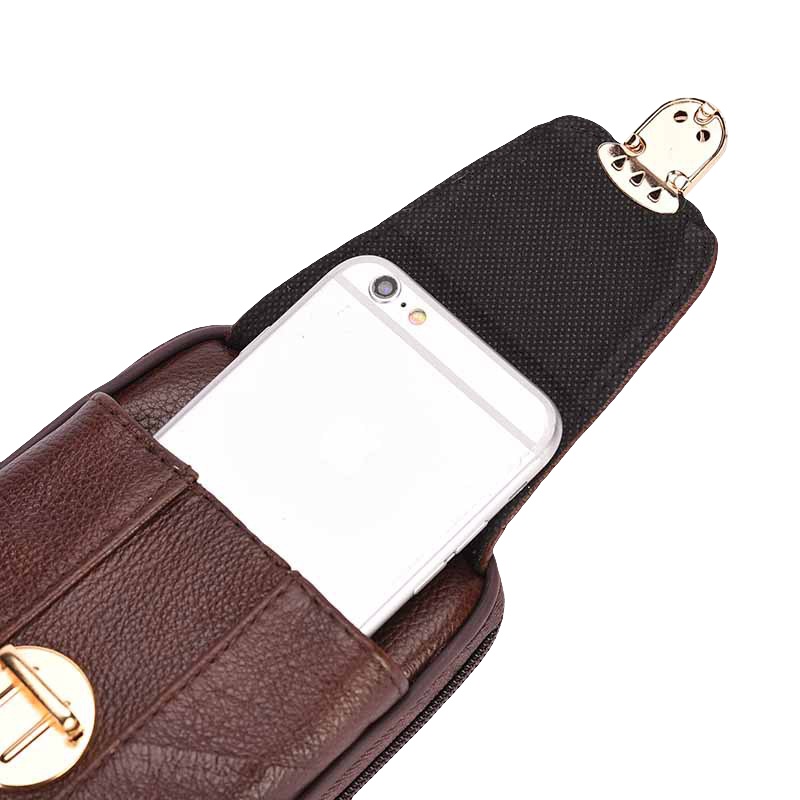 Mannen \'s Wear Zakken Telefoon Shell Portemonnee Telefoon Tas Retro Riem Telefoon Tas Rits Metalen Gesp Dragen