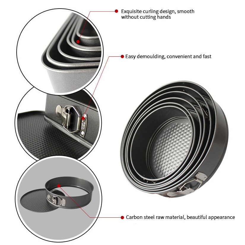 Panelas de cozimento antiaderente de aço carbono bolos moldes bandeja de metal redondo bolo assadeira removível fundo bakeware ferramentas de cozimento de bolo