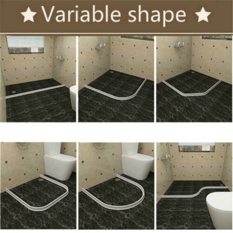 Collapsible Water Retaining Strip Shower Threshold Dam Silicone Shower Barrier Water Stopper Retaining Strips Shower Silicone