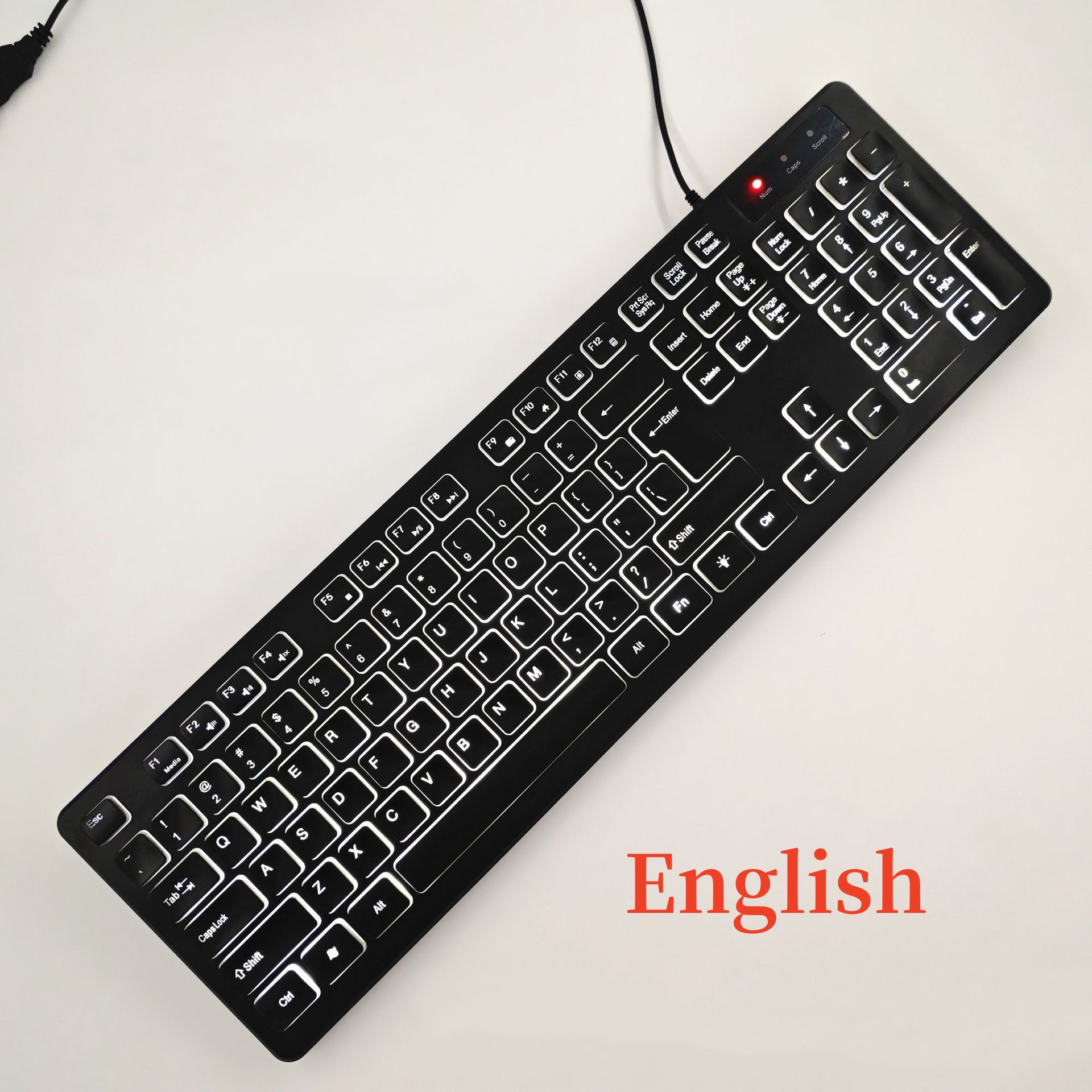 Teclado en español con la Ñ Teclado ruso, árabe, francés, alemán, inglés Ratón 100 % Retroiluminación arcoíris Letras translúcidas ISO 105 teclas Teclas de acceso directo multimedia W66