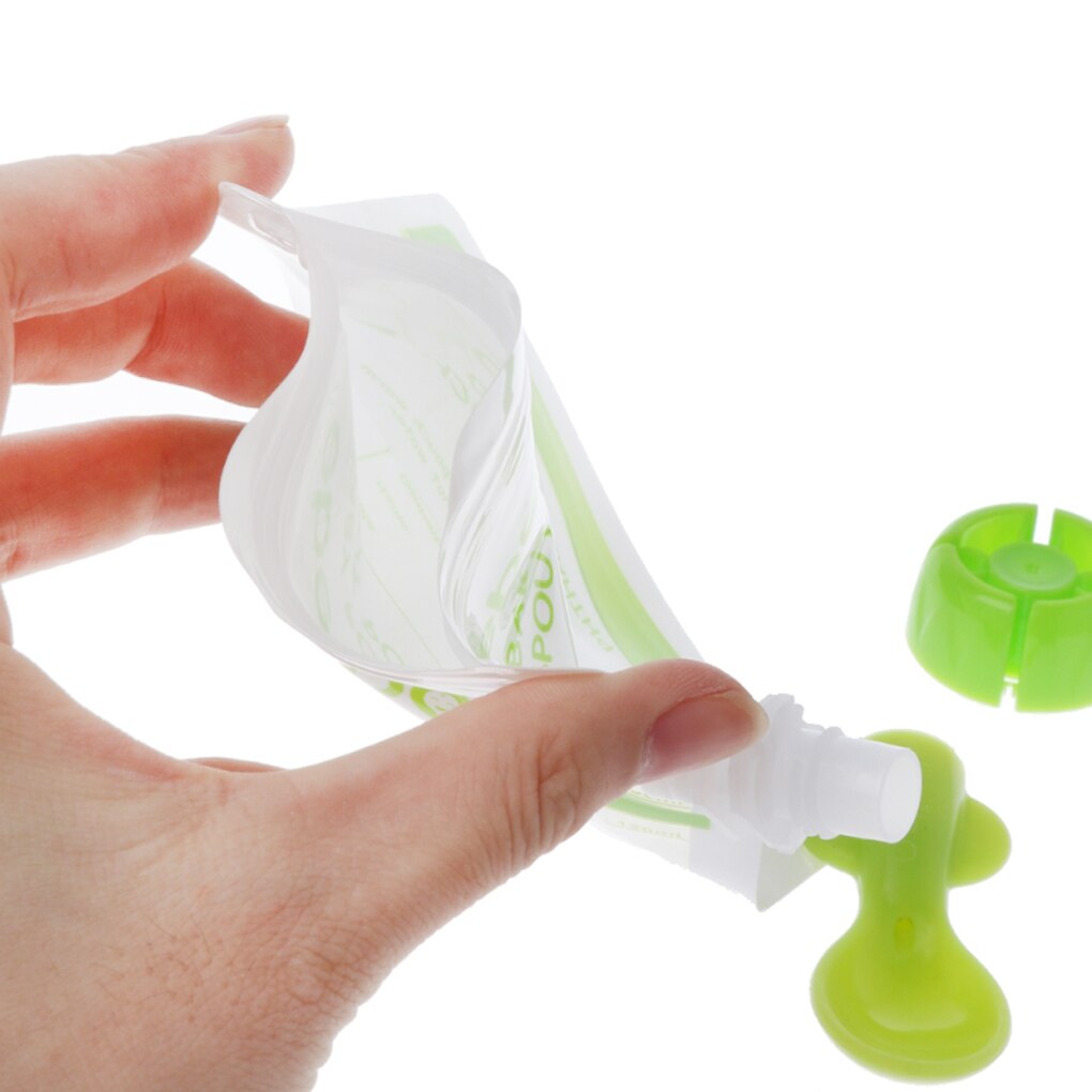 10 sacos de armazenamento de alimentos para bebê dos pces com 10 tampas e 2 colheres crianças puree suplemento alimentar zíperes dobro reciclável bebida que alimenta o malote