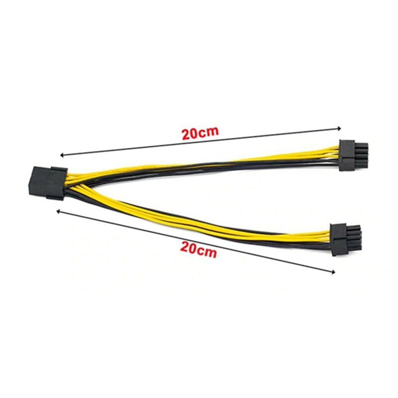 5Pcs/Lot PCI-E PCIE 8P Female to 2 Port Dual 8Pin 6+2P Male GPU Image Video Card Miner Power Extension Cable Cord