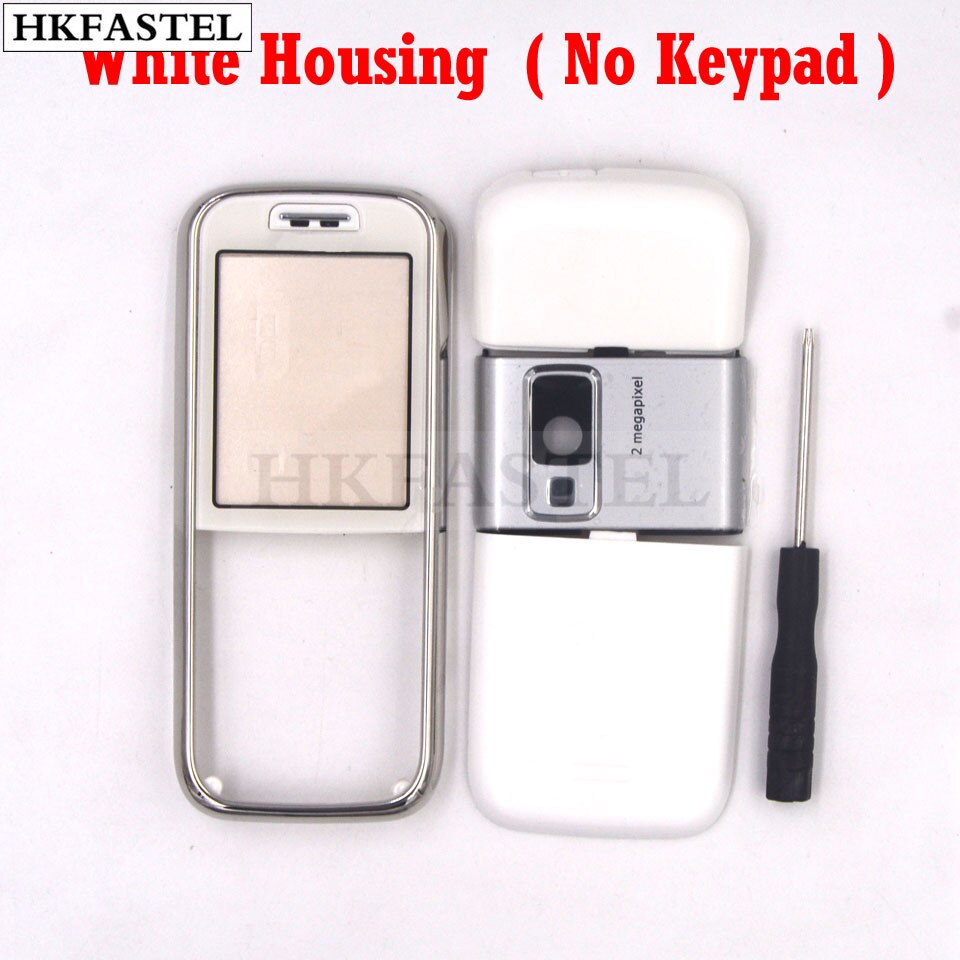 Hkfastel Voor Nokia 6233 Full Complete Mobiele Telefoon Behuizing Cover Case + Engels/Russisch Toetsenbord + met Tracking: White No keypad