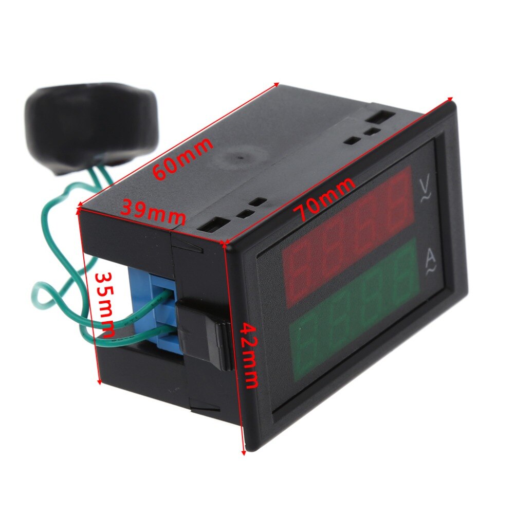 AC 80-300V 100A Digital Current Ammeter Voltmeter Dual LED Display Volt Amp Gauge Current Meters Tester Tools