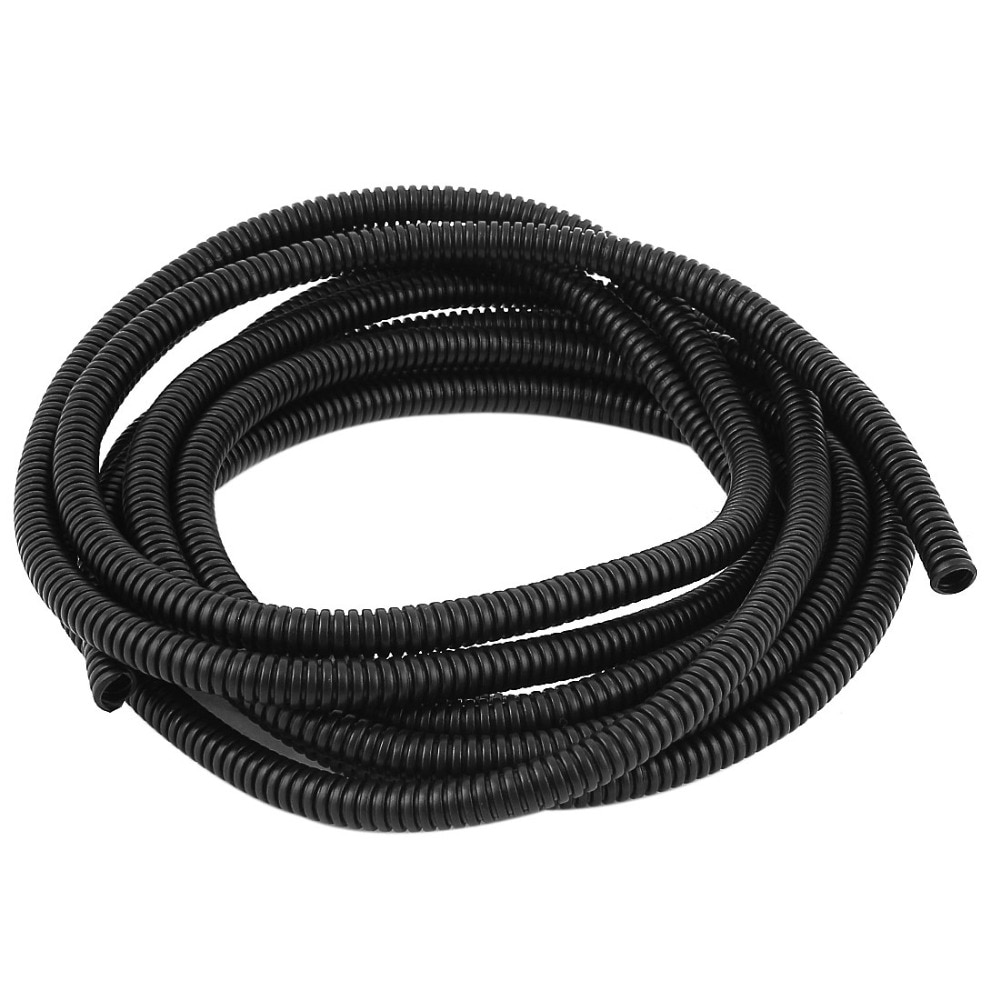 Uxcell 4.5 m Lengte Flexibele Geïsoleerde Zwart Polyethyleen Gegolfd Buis Slang voor Draad Tubing 7mm x 10mm Size
