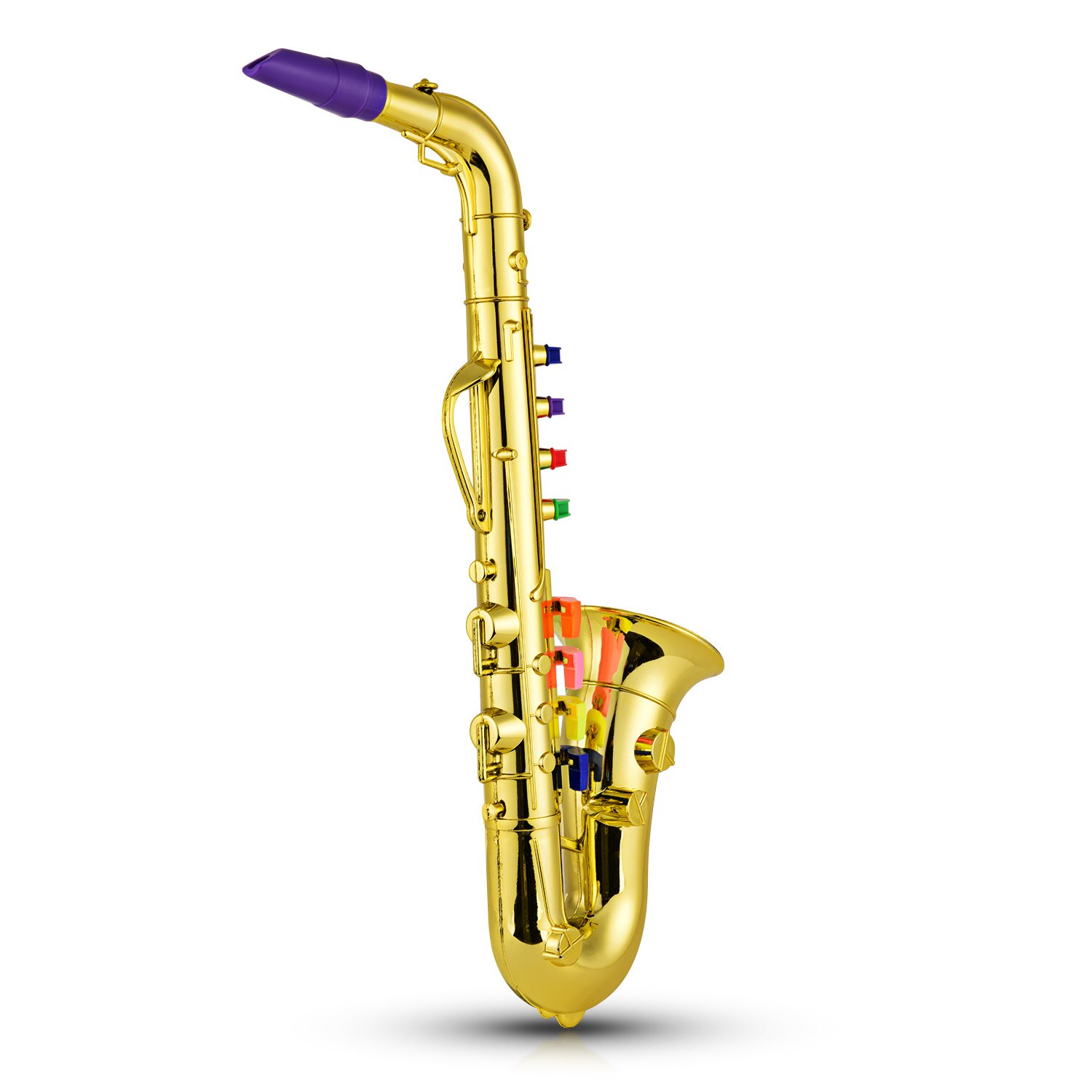 Saxofón niños instrumentos musicales de viento saxofón de oro ABS con 8 teclas de colores instrumento de simulación para niños