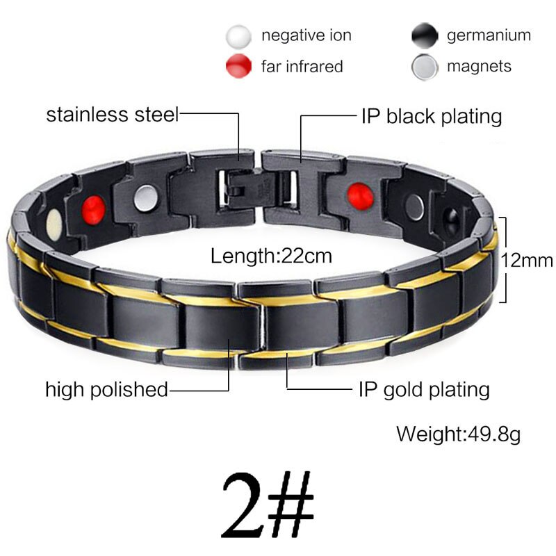 Vrouwen Mannen Gezondheidszorg Germanium Magnetische Armband Voor Artritis En Carpaal Tunnel Rvs Power Therapie Armbanden Gehelen